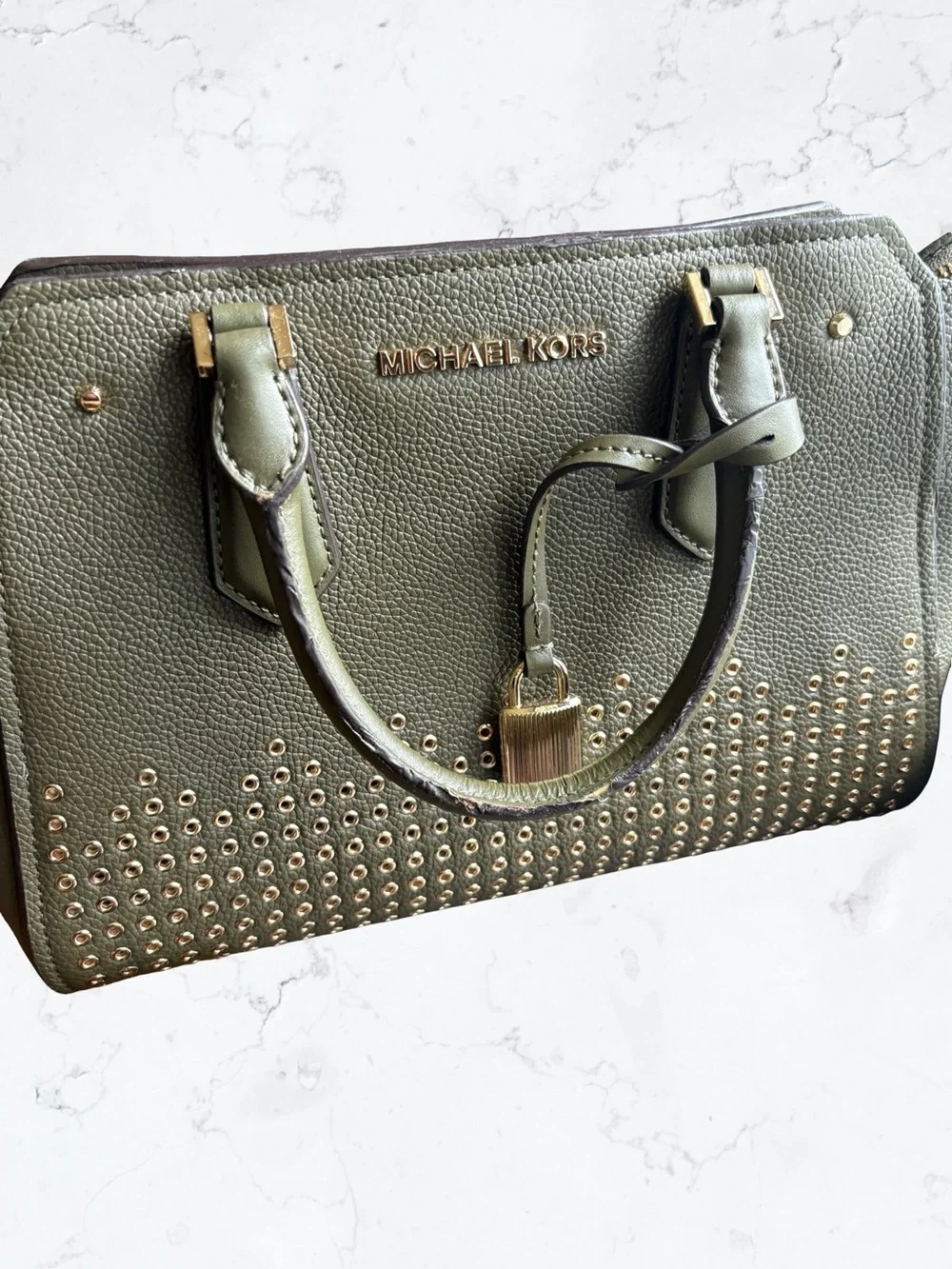 MICHAEL KORS HAYES Medium Leather Messenger Bag, Green